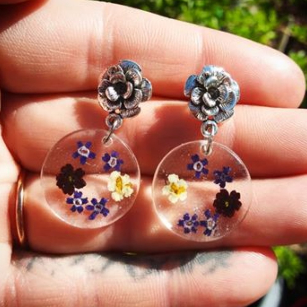 Real flower earrings